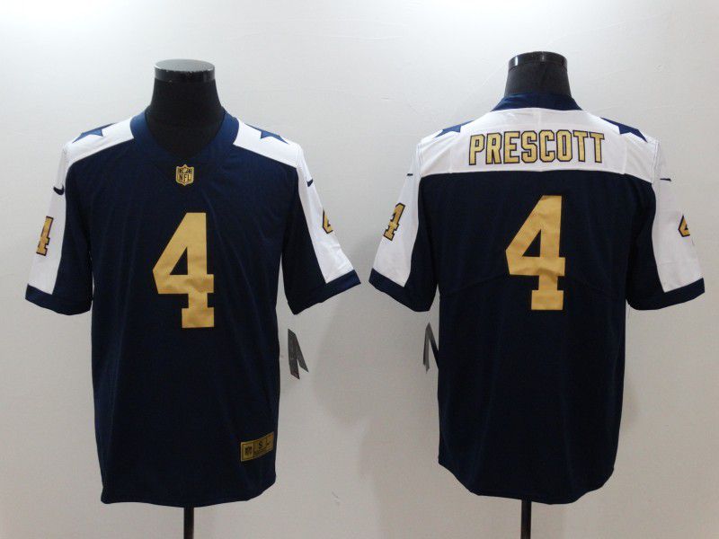 Men Dallas Cowboys #4 Dak Prescott Blue Gold Letter Rush Nike Vapor Untouchable Limited NFL Jerseys->women nfl jersey->Women Jersey